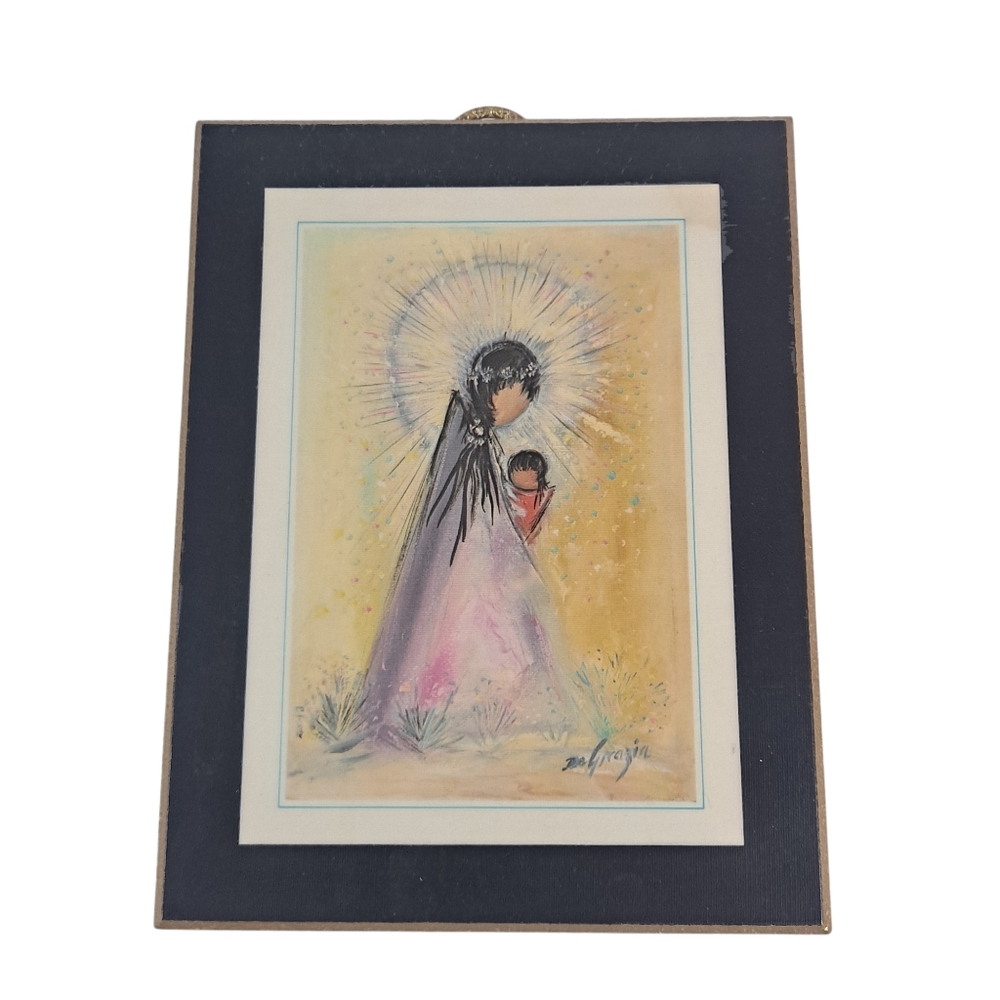 Vintage Ted DeGrazia Laminate Wooden Plaque "Little Madonna" Signed